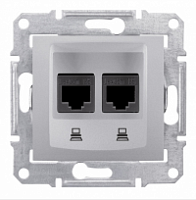 Розетка компьютерная RJ45, кат.5е, STP двойная алюминий Sedna Schneider Electric SDN4600160