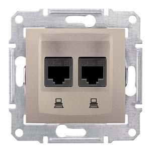 Розетка компьютерная RJ45, кат.5е, STP двойная титан Sedna Schneider Electric SDN4600168