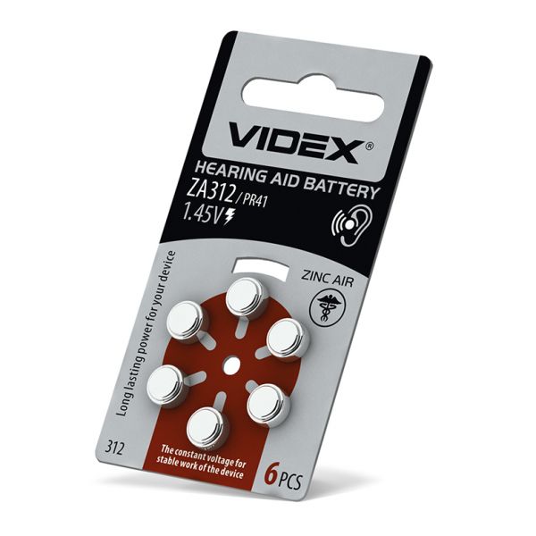 Батарейка повітряно цинкова Videx ZA312 (PR41) BLISTER 6