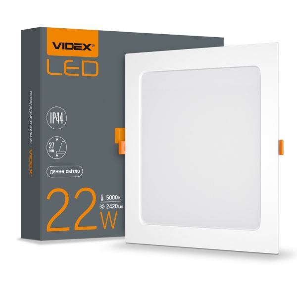 LED світильник Back вбудований квадрат VIDEX 16W 5000K