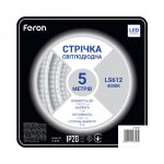 Светодиодная лента 5м 12V 120SMD/м IP20 Feron SANAN LS612 4000К