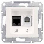 Розетка телефонная + комп. RJ11 + RJ45 кат.5е, UTP слоновая кость Sedna Schneider Electric SDN5100123