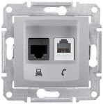 Розетка телефонная + комп. RJ11 + RJ45 кат.5е, UTP, алюминий Sedna Schneider Electric SDN5100160