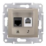 Розетка телефонная + комп. RJ11 + RJ45 кат.5е, UTP, титан Sedna Schneider Electric SDN5100168