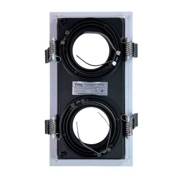 Светильник точечный встроенный Violux Amsterdam-2L GU10 2х35W 220V IP20 прямоугольник бело черный