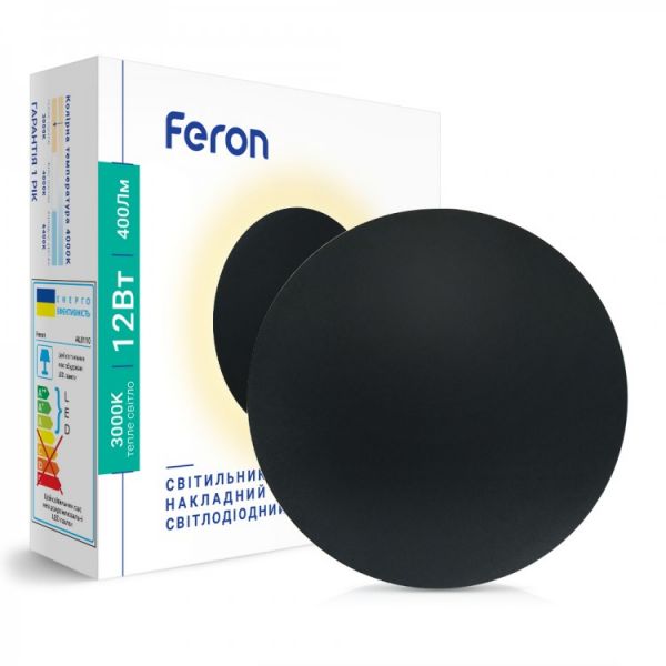 Настенный накладной светильник 12W 3000K Feron AL8110 черный