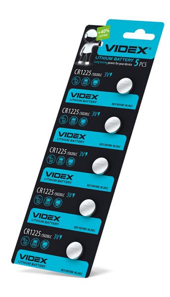 Батарейка літієва Videx CR1225 5шт BLISTER CARD (ціна за 1 штуку)