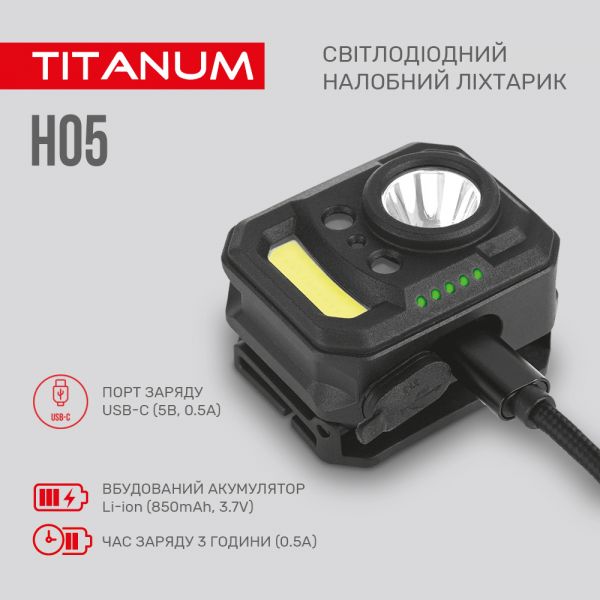 Налобный светоидодный фонарик TITANUM TLF-H05 250Lm 6500K