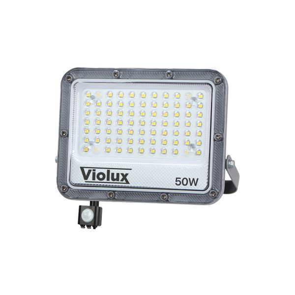 Прожектор led Violux Carbon-S 50W 5000K датчик руху 220V IP65 сірий