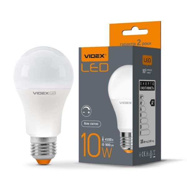 "Сенсор" LED лампа VIDEX  A60e 10W E27 4100K з сенсором освітленості