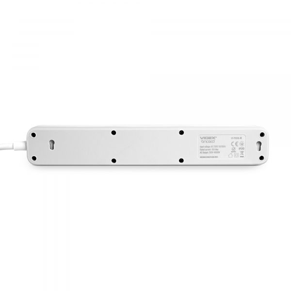 Мережевий подовжувач VIDEX ONCORD з/з 5п 3м (3x1.5мм) з кнопкою White