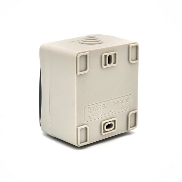 Вимикач накладний 1-клавішний Takel T-proof IP54 250В 10А cірий