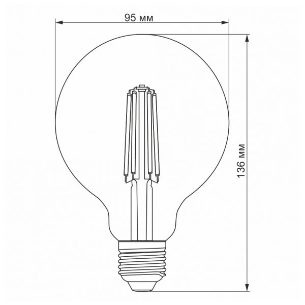 LED лампа VIDEX Filament G95FD 7W E27 4100K диммерная