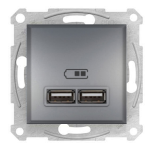 Розетка USB 2.0 port 5V DC max 2.1A сталь Asfora Schneider Electric EPH2700262