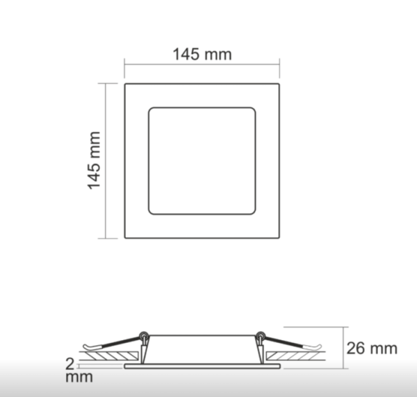 Світильник вбудований Led точковий Videx квадрат 9W 5000K 830Lm 230V IP44 145х145х26mm білий