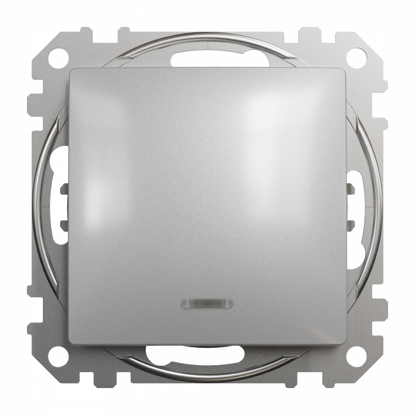 Одноклавішний перемикач з підсвіткою Алюміній Sedna Design Schneider Electric SDD113106L