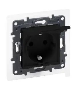 Розетка силовая с крышкой 2К+З IP44 16А 250В автоматические клеммы Legrand Niloe Step Черный