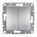 Переключатель 2-клавишный проходной Алюминий Asfora Plus Schneider Electric EPH0600161