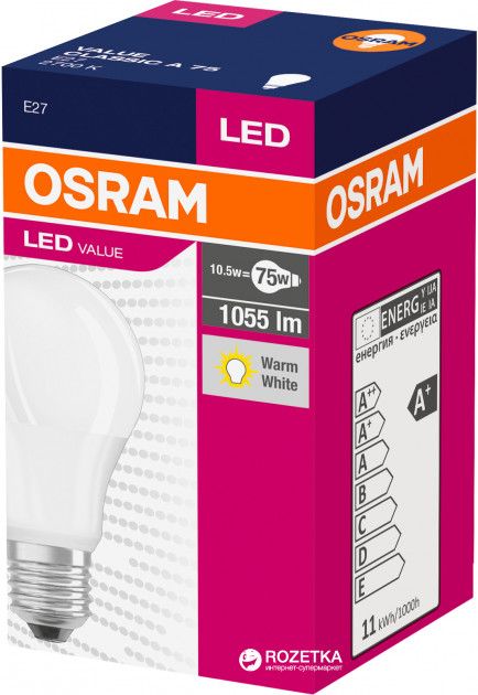 Лампа LED 10W 1055lm 2700K E27 CLA100 OSRAM