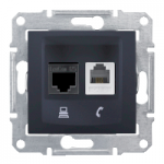 Розетка телефонная + комп. RJ11 + RJ45 кат.5е, UTP графит Sedna Schneider Electric SDN5100170