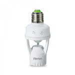 Датчик руху 60W 230V 6m 360 CE цокольний Е27 Feron білий SEN127