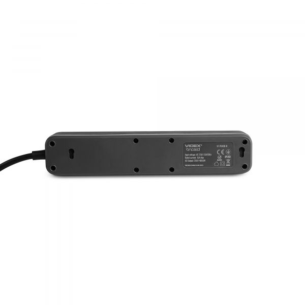 Мережевий подовжувач VIDEX ONCORD з/з 4п 3м (3x1.5мм) з кнопкою Black