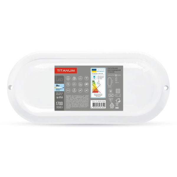 LED світильник вологозахищений овальний TITANUM 20W 6500K TL-BHO-206