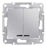 Выключатель двухклавишный с индикатором алюминий Sedna Schneider Electric SDN0300360