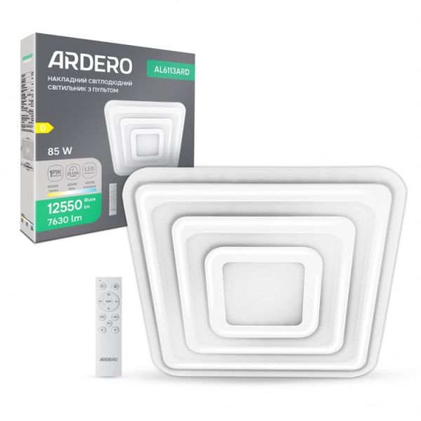Светильник накладной люстра led Ardero AL6113ARD ATLANT S 85Вт 3000-6500K с пультом белый
