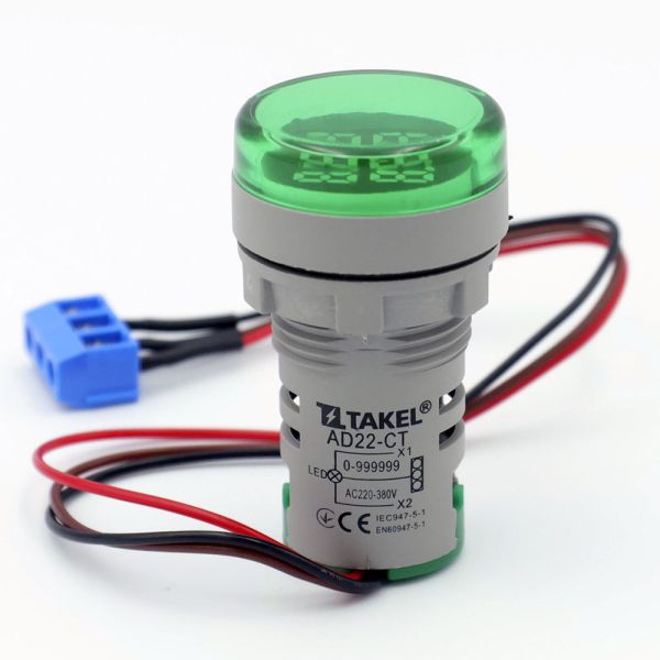 Лічильник подій світлодіодний AD22-CT Takel 1 - 999999 подій зелений