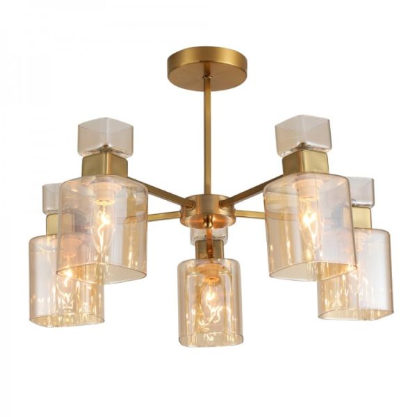 Светильник люстра Ardero BL1150-2 Olivia 5хЕ14 под лампу стекло золото