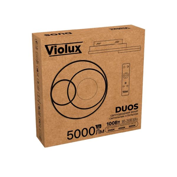 Світильник Led smart Violux Duos пульт 100W 3000-5000K IP20 коло білий