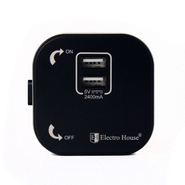 Розетка трековая двойная USB 2,4 А Electro House Pandora Черный EH-PT-002B