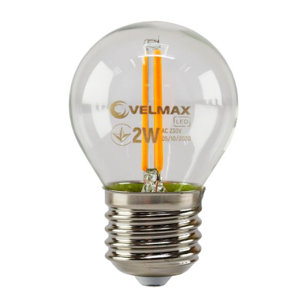 Лампа светодиодная 2W E27 Velmax V-Filament-G45 оранжевая