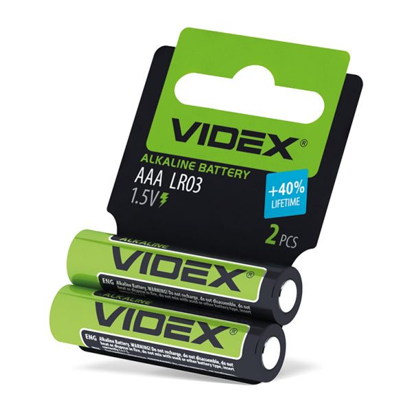 Батарейка лужна Videx LR03/AAA 2шт SHRINK CARD (ціна за 1 штуку)