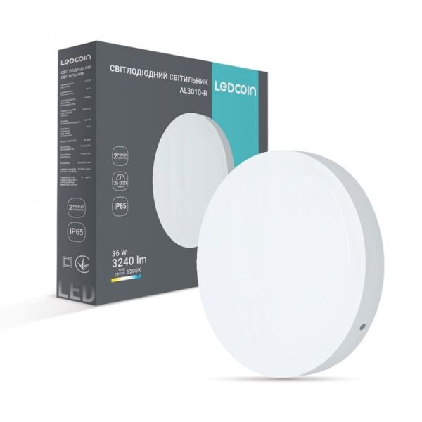 Светильник накладной Led Ledcoin AL3010-R 36Вт 6500K IP65 круг белый