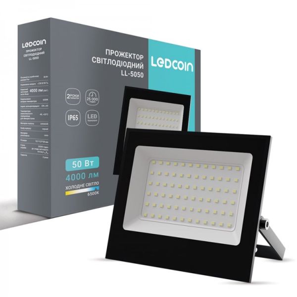 Прожектор світлодіодний Ledcoin LL-5050 50Вт 6500K IP65 чорний