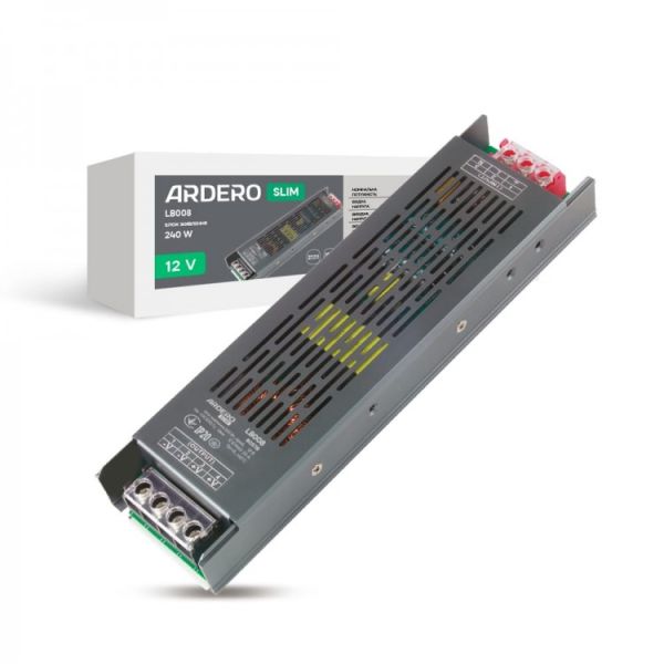 Блок живлення 12V DC 240Вт драйвер для LED стрічки Ardero LB008 20А IP20