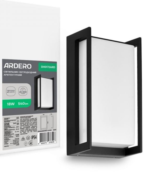Светильник подсветка накладной архитектурный Led Ardero DH0172ARD 18Вт 3000K IP54 черный