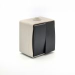 Вимикач накладний 2-клавішний Takel T-proof IP54 250В 10А cірий