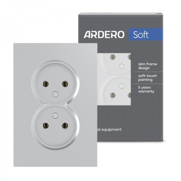 Розетка двойная без заземления Ardero Soft механизм 16А ER112-S серебро