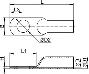 Наконечник медный луженый кабельный JG-050, D отв.10мм, ІЕК UNP40-050-10-10
