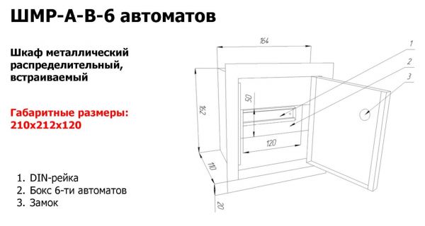 Щит розподільчий вбудований на 6 модулів NOVA ШМР-6В