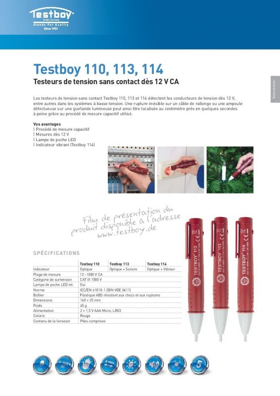 Поиск скрытой проводки индикатор бесконтактный Testboy 10, 110-1000V AC