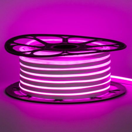 Светодиодный неон 220V 8х16mm SMD2835 120LED IP67 розовый