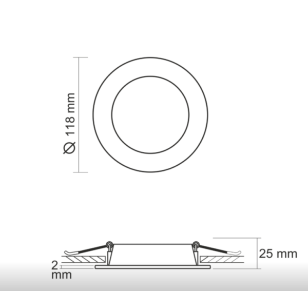 Світильник вбудований Led точковий Videx коло 9W 5000K 830Lm 230V IP44 145х26mm білий