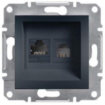 Розетка комп. и телеф. (RJ45, Cat.5e UTP + RJ12) антрацит Asfora Plus Schneider Electric EPH4900171