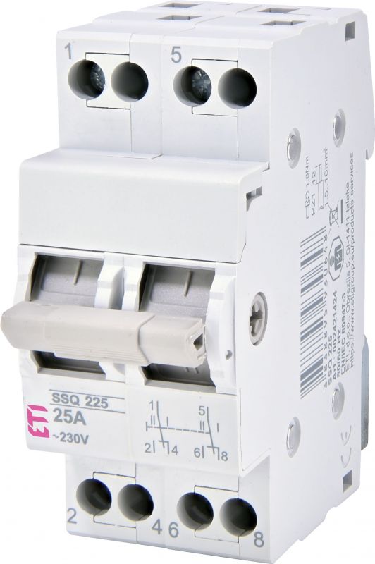 Перемикач |-О-||  2-пол., 40А/400В, 2м, ETI SSQ240