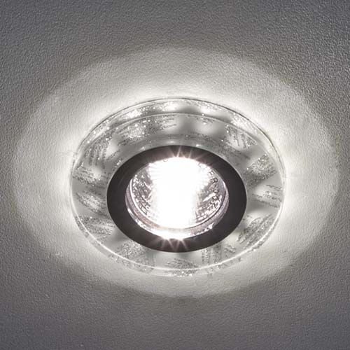 Вбудований світильник MR16 срібло із LED підсвіткою SMD3825 15leds (4000k) Max 50W Feron 8686-2