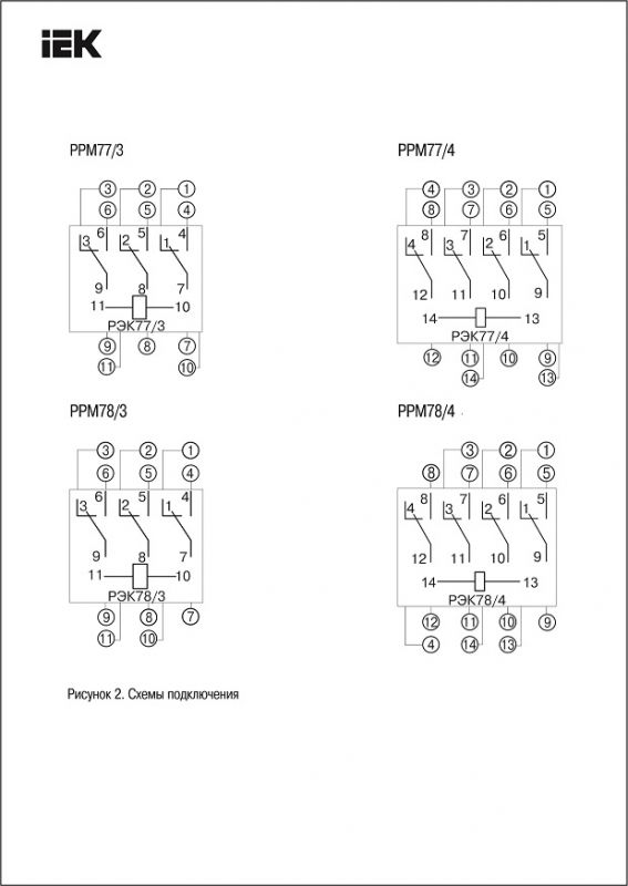 Проміжне реле РЭК78/3(MY3) з індикацією 5А 230В АC IEK
